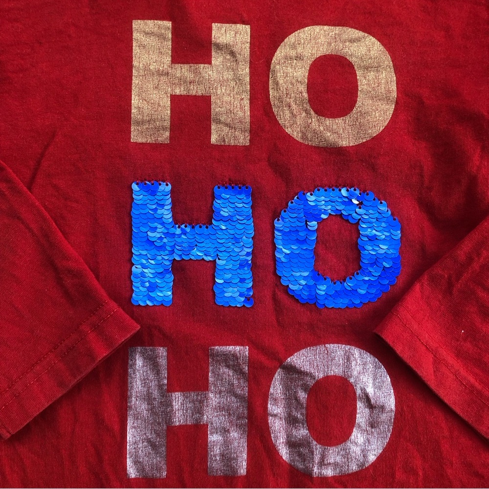 Mini Boden Flippy Sequin Ho Ho Ho Christmas Shirt 4-5 Years - Picture 4 of 6